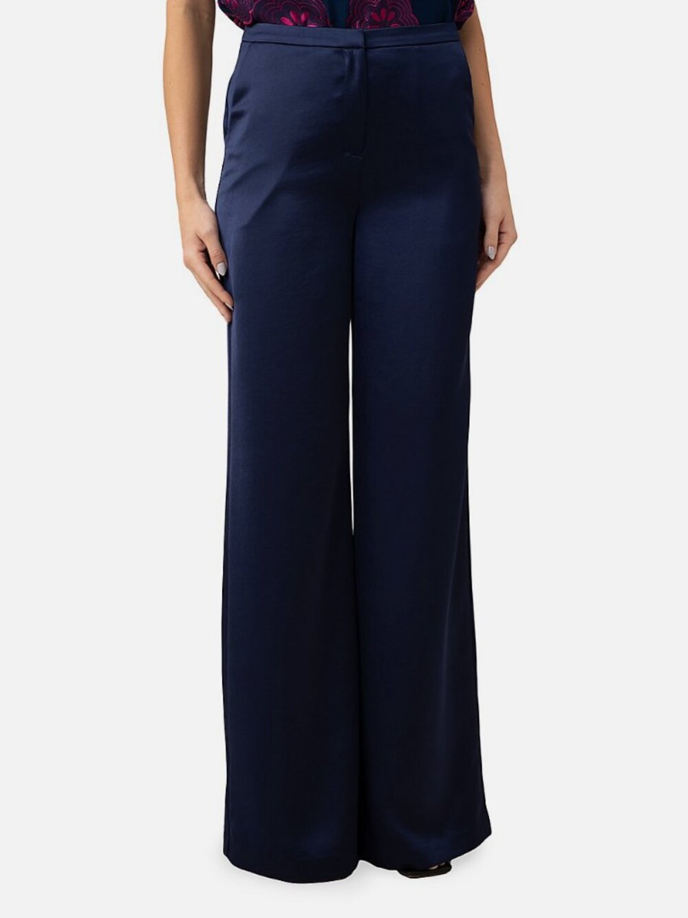 Trina Turk Women's Blue Nolita Wide-Leg Satin Pants Size 6